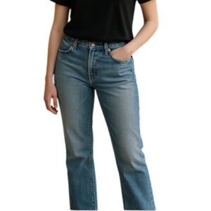 VINTAGE Hollywood Blue Light Wash Distressed Jeans Frayed Raw Hem Size 30